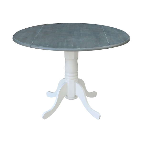 International Concepts Round 42 in Rd Dual Drop Leaf Ped Table, White/Heather Gray, 42 W, 42 L, 29.5 in H, Wood T05-42DP - main